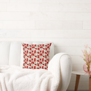 Red Poppy Design Throw Pillow