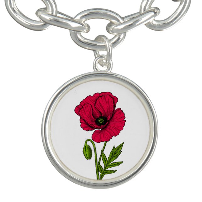 Red poppy drawing bracelet (Design)