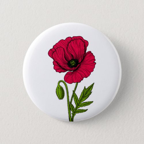 Red poppy drawing button