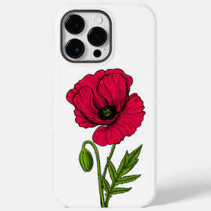 Red poppy drawing Case-Mate iPhone 14 pro max case