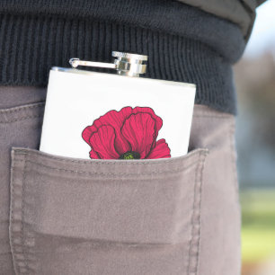Red poppy drawing flask
