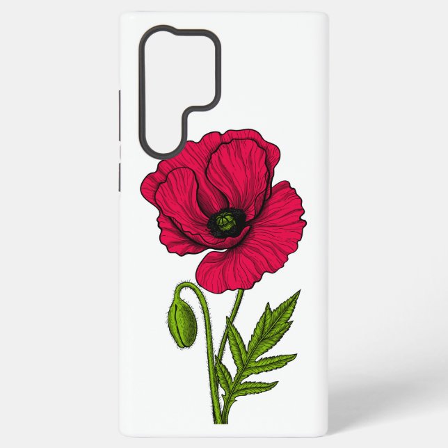 Red poppy drawing samsung galaxy case (Back)