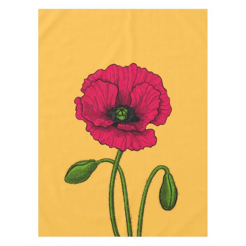 Red poppy drawing tablecloth