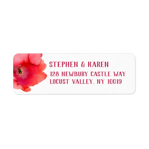 Red Poppy Elegant Return Address Label