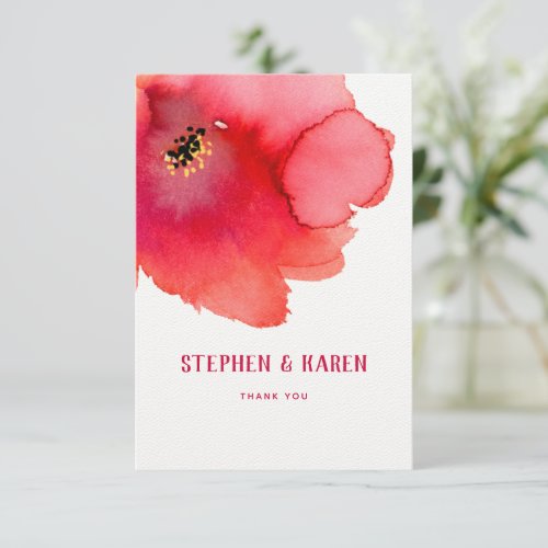 Red Poppy Elegant Wedding Thank You Card