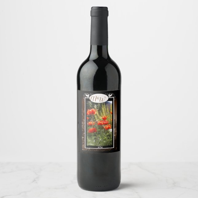 Red Poppy Feilds Monogram Wine Label (Front)
