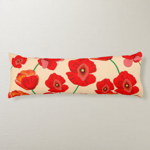 Red Poppy Field Body Pillow