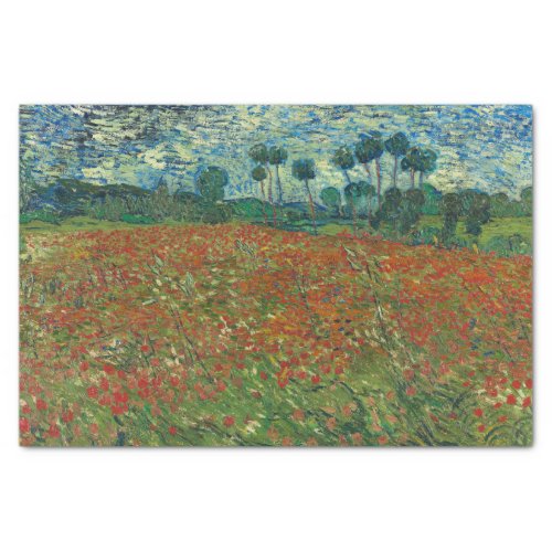 Red Poppy Field by Vincent Van Gogh Tissue Paper