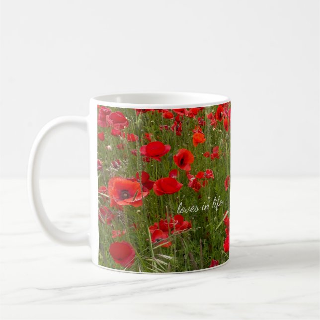 Red Poppy Field  Coffee Mug (Left)