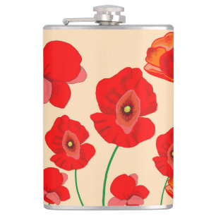 Red Poppy Field Flask