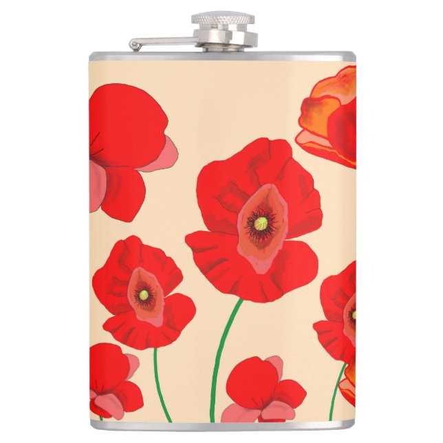 Red Poppy Field Flask (Front)