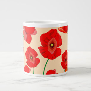 Red Poppy Field Giant Coffee Mug