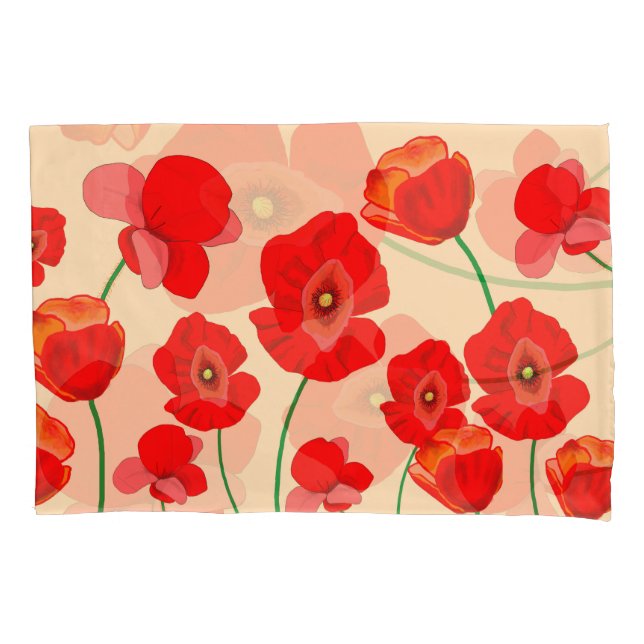 Red Poppy Field  Pillow Case (Front)