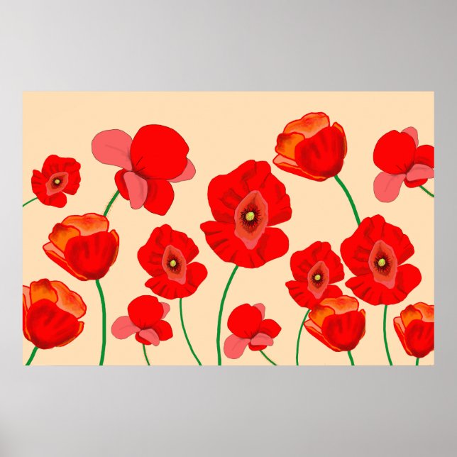 Red Poppy Field Poster (Front)