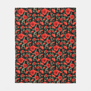 Red Poppy Fleece Blanket