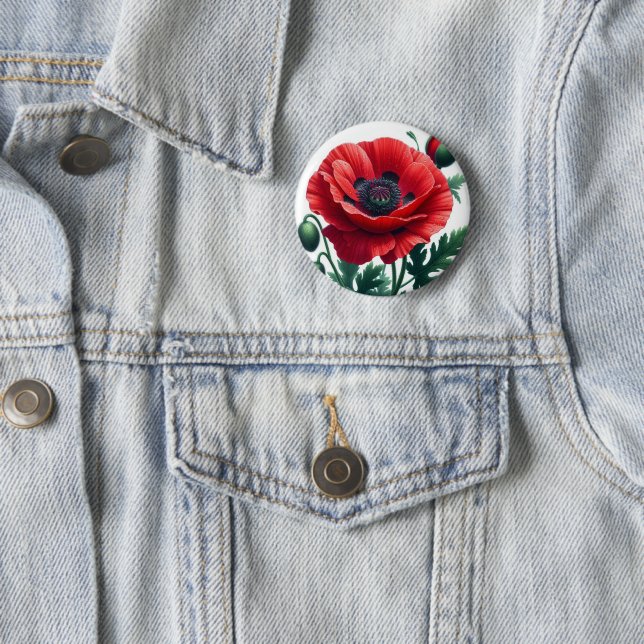 Red Poppy Floral Button (In Situ)