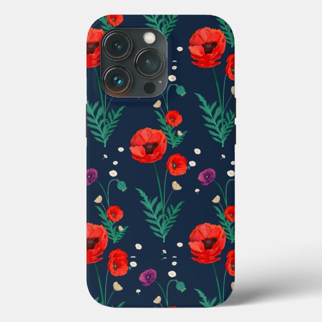 Red Poppy Floral Design Case-Mate iPhone Case (Back)