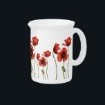 Red Poppy Floral Design Pitcher<br><div class="desc">Designed from the artwork of multi-media artist and author,  Cherie Roe Dirksen. For more information go to www.cherieroedirksen.com.</div>