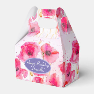 Red Poppy Floral Flower Tea Party Cake Favour Box
