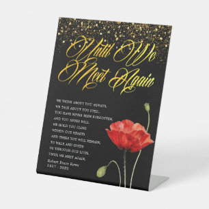 Red Poppy Floral Funeral Poem Pedestal Sign