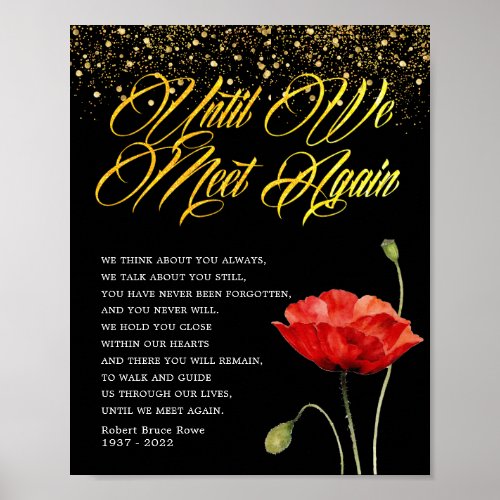 Red Poppy Floral Funeral Poem Sign