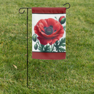 Red Poppy Floral Garden Flag