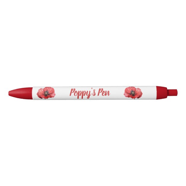 Red Poppy Floral Name Pen (Front)