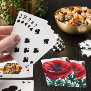 Red Poppy Floral Poker Cards