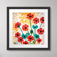 Red Poppy Floral Wall Art – Modern Botanical Paint