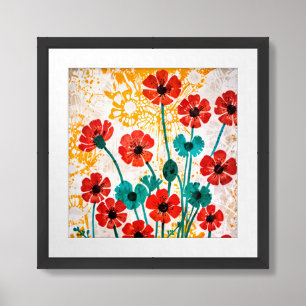 Red Poppy Floral Wall Art – Modern Botanical Paint