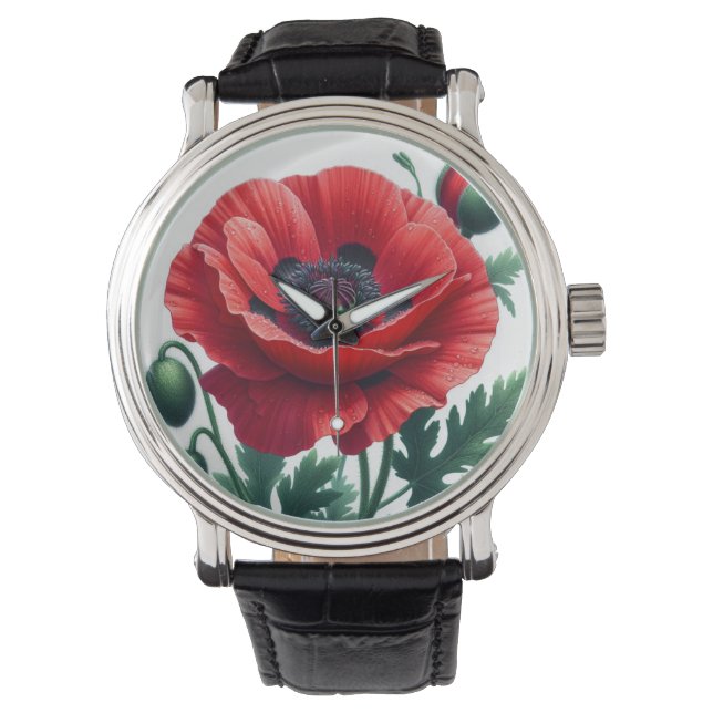 Red Poppy Floral Watch (Front)