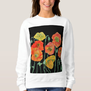 Red Poppy floral Watercolor Art Flower Pattern T-S Sweatshirt