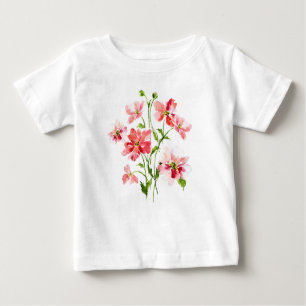Red poppy floral watercolor baby T-Shirt