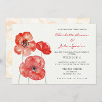 Red Poppy floral wedding invitations