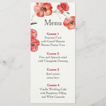 red poppy floral wedding menu
