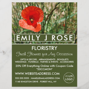 Red Poppy, Floristry Advertising Flyer