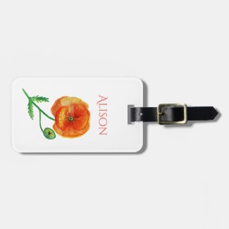 Red Poppy Flower  Art Luggage Tag