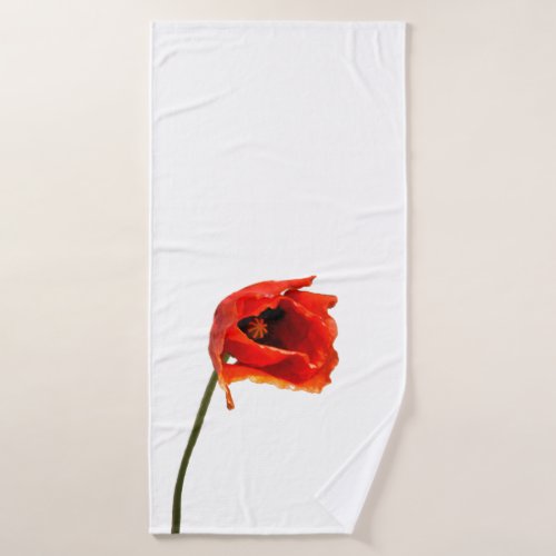 Red poppy flower bath towel set