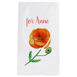 Red Poppy Flower, Botanical  Gift Bag