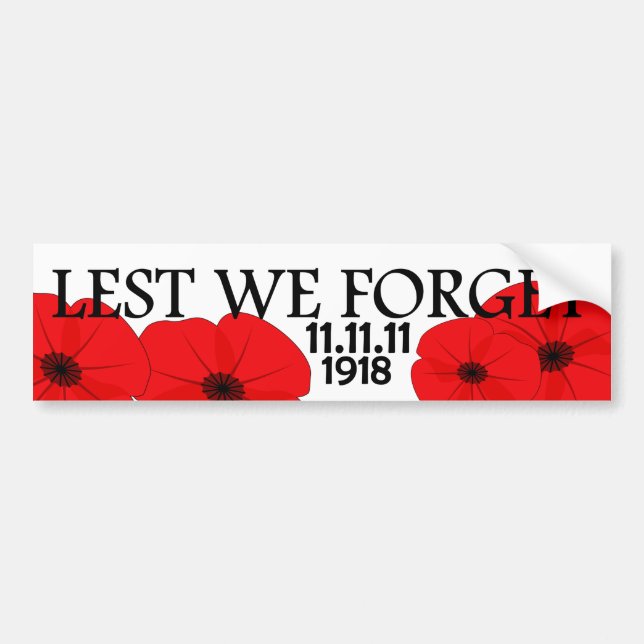 Red Poppy Flower Commemorative Design Bumper Sticker (Front)