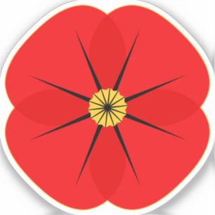 Red Poppy Flower Commemorative Design Sticker