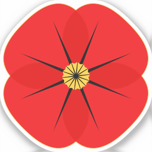 Red Poppy Flower Commemorative Design Sticker (Front)