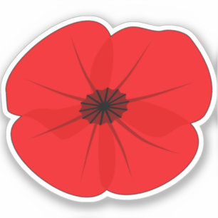 Red Poppy Flower Commemorative Design Sticker