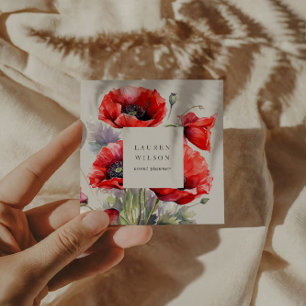 Red Poppy Flower Elegant Business Card