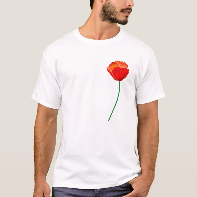 Red Poppy Flower Illustration T-Shirt (Front)