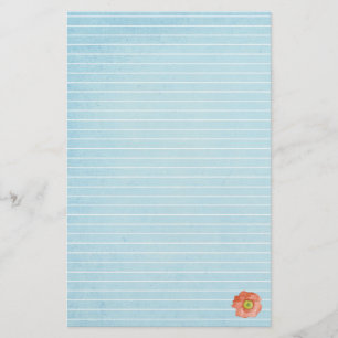Red Poppy Flower Letter Writing Lined Stationery