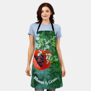 Red Poppy Flower Macro Art: Kitchen Apron