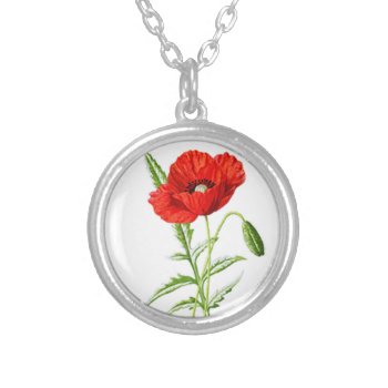 Red Poppy Flower Necklaces