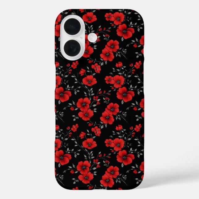Red Poppy Flower Pattern Case-Mate iPhone Case (Back)