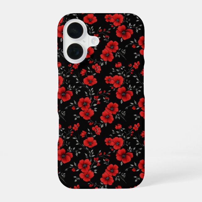 Red Poppy Flower Pattern Iphone Case (Back)